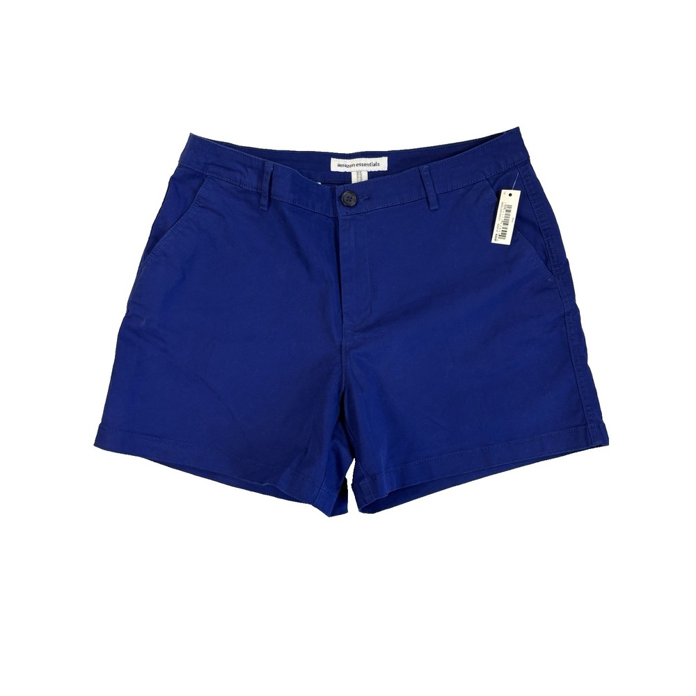 Amazon Essentials Womens 14 Blue Chino Shorts Classic Summer Resort Vacation NEW